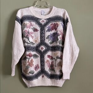 Vintage Hasting & Smith Pullover Floral Knit Sweater Size L